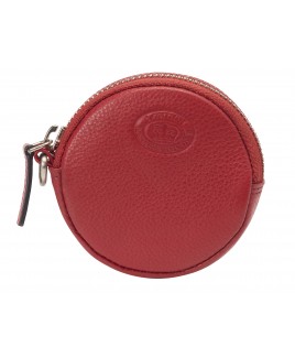 London Leathergoods Round Coin/Accessory Purse with D-Ring Fitting in Pebble Leather